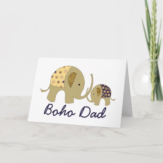 Tarjeta Boho Dad, Elefante Dorado (Anverso)