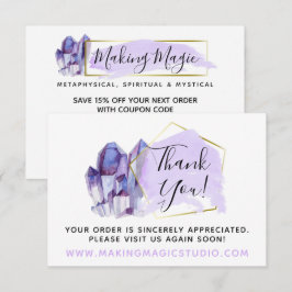 Tarjeta Boho de Agradecimiento con Cristales y Oro