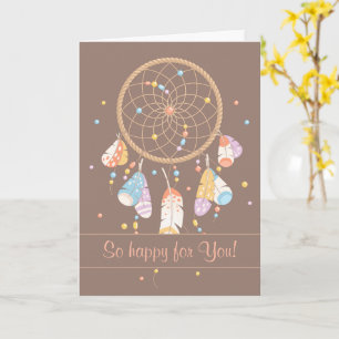 Tarjeta Boho de Dreamcatcher Tribal con Baby Brown 2