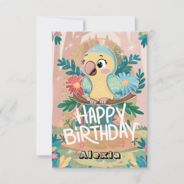 Tarjeta Boho desea el cumpleaños digital de Parrot (Anverso)