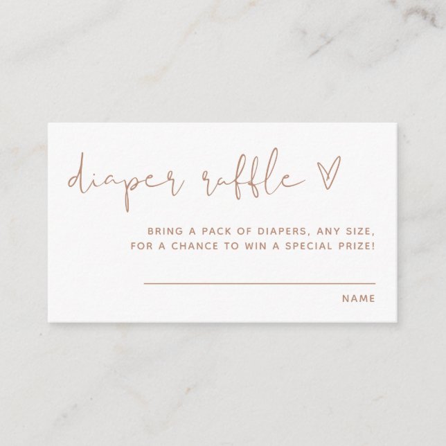 Tarjeta Boho Diaper Raffle, Neutral moderna Minima (Anverso)