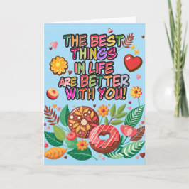 Tarjeta Boho Donuts y Flores, El día de San Valentín de au