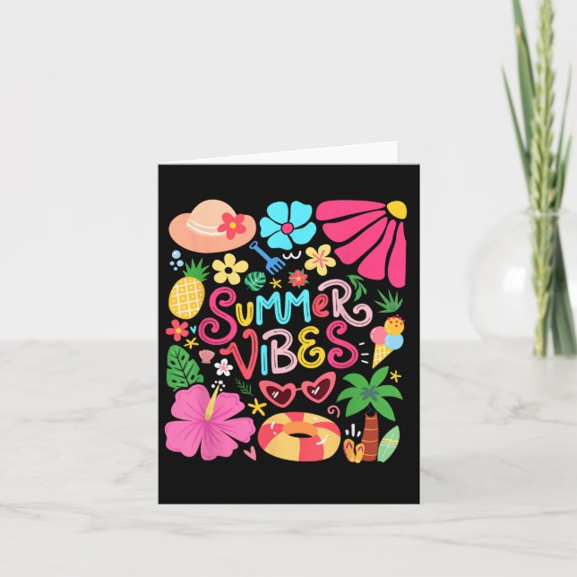 Tarjeta Boho Flor Hola Summer Vibes Funny Beach Life Me (Anverso)