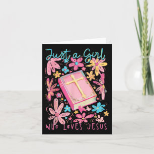 Tarjeta Boho Flor Sólo un Chica que ama a Jesús Religioso
