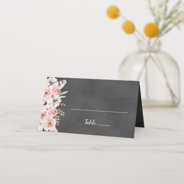 Tarjeta Boho Floral Chalkboard Place (Anverso)