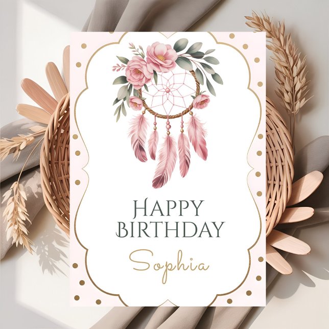Tarjeta Boho Floral Chic Birthday (Subido por el creador)