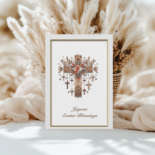 Tarjeta Boho Floral Cross Easter (Subido por el creador)
