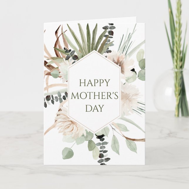 Tarjeta Boho Floral Frame Día de la Madre (Anverso)