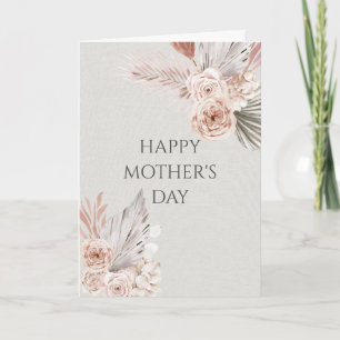 Tarjeta Boho Floral Frame the Mother's Day Faux Linen