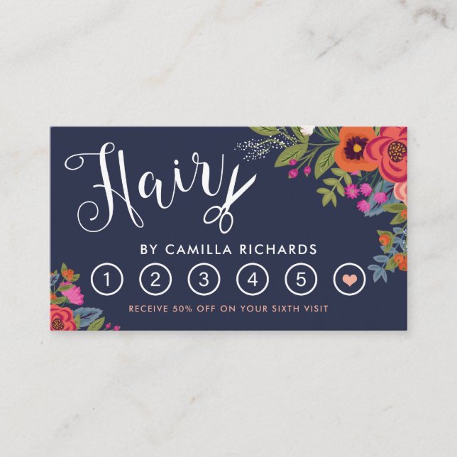 Tarjeta Boho Floral Hair Stylist Loyalty Punch 6 (Anverso)