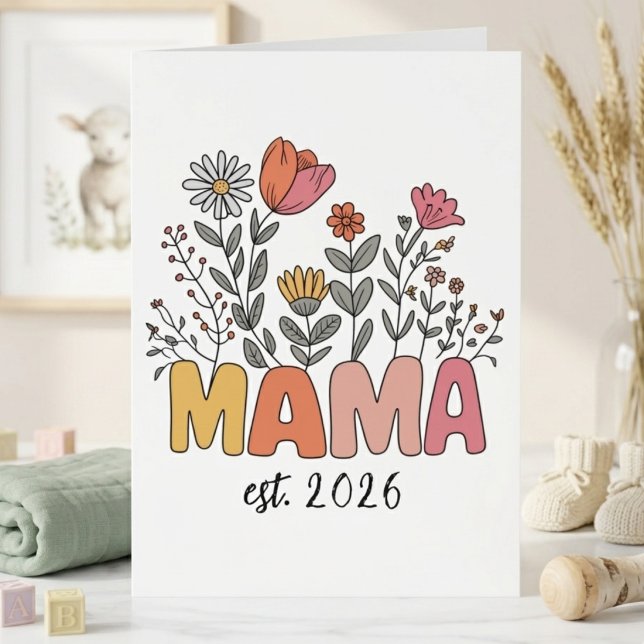 Tarjeta Boho Floral Mamá Estilo Año Flores Silvestres Lett (Subido por el creador)