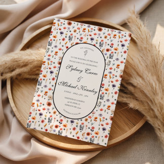 Tarjeta Boho Floral Wedding Invitation 