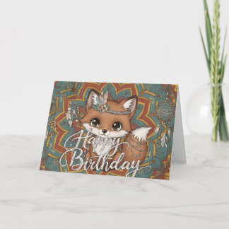 Tarjeta Boho Fox Happy Birthday Card