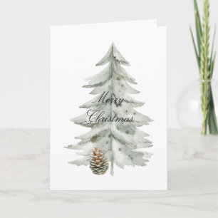 Tarjeta Boho Green Christmas Trees Pine Cones