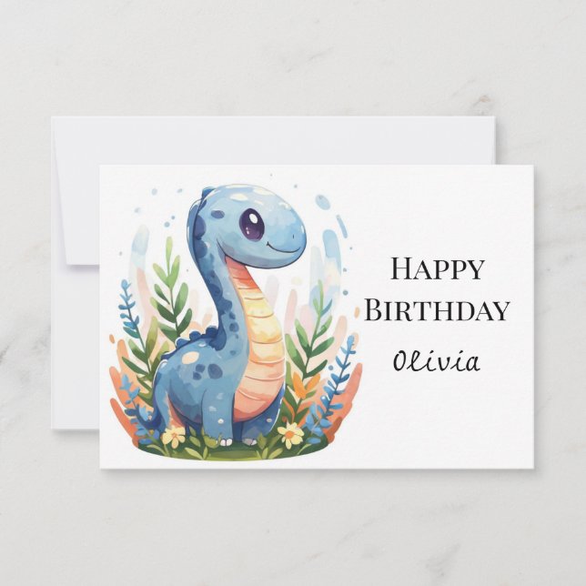 Tarjeta Boho Happy Dino Birthday (Anverso)
