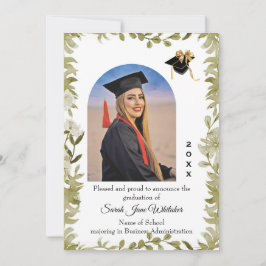 Tarjeta Boho Leaf Border College Graduation announcement