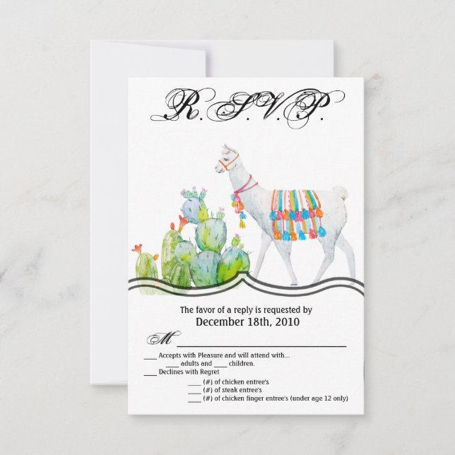 Tarjeta Boho Llama Bohemian Cacti Dese (Anverso)