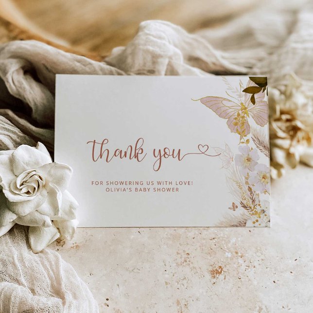 Tarjeta Boho mariposa bebé ducha gracias (Subido por el creador)