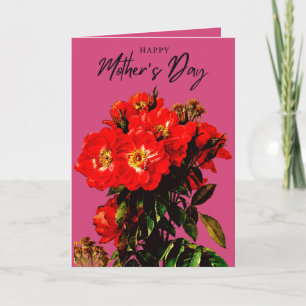 Tarjeta Boho Moda Día de la Madre Roses Rojos Bouquet Mage