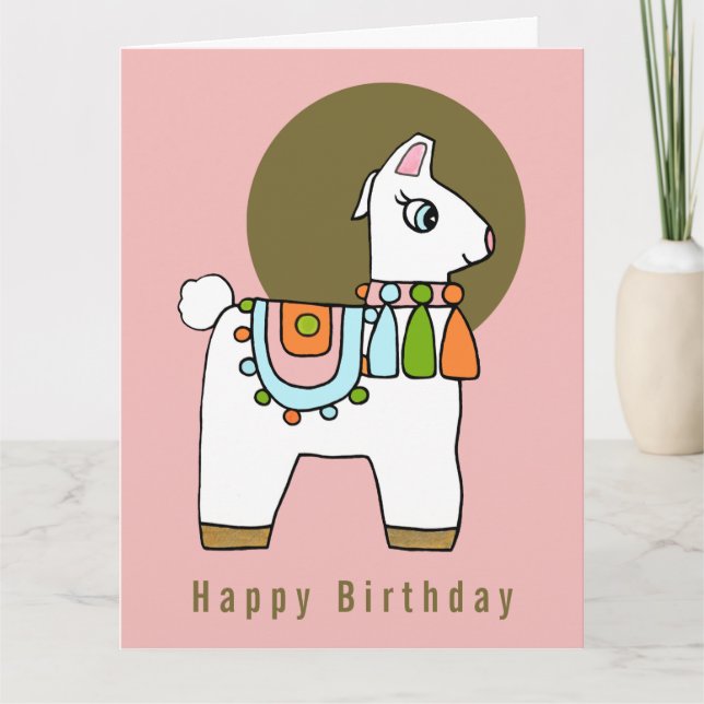 Tarjeta Boho moda pinata llama BIrthday Card (Anverso)