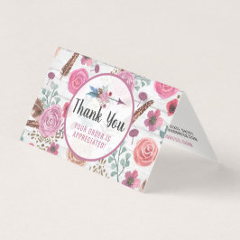 Tarjeta Boho Moda Rustic Feather Arrow Floral Gracias