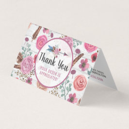 Tarjeta Boho Moda Rustic Feather Arrow Floral Gracias