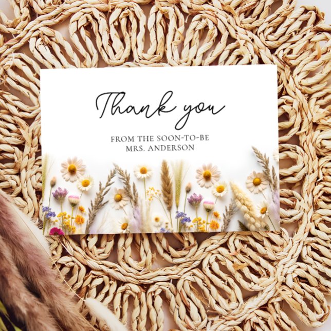 Tarjeta Boho Moda Wildflower Ducha nupcial Gracias (Subido por el creador)
