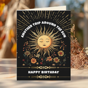 Tarjeta Boho Mystical Sun Birthday