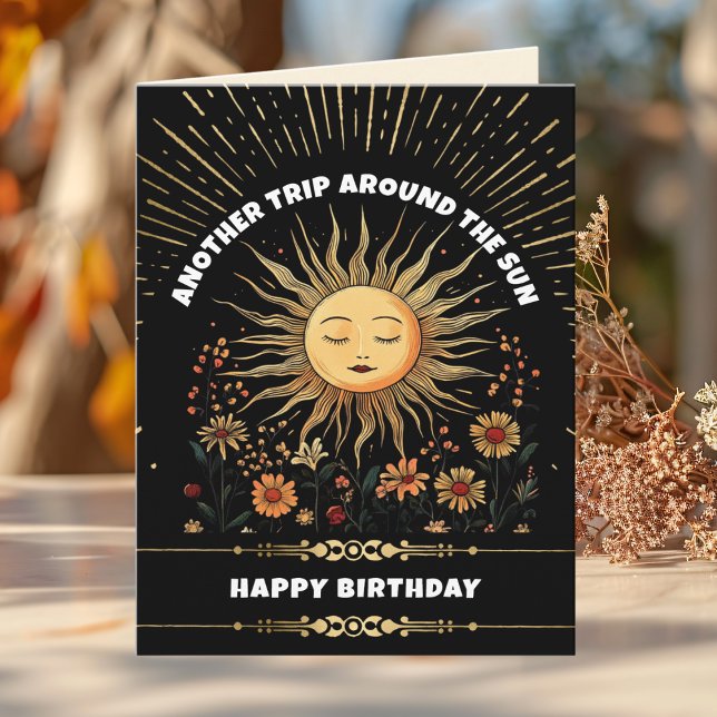 Tarjeta Boho Mystical Sun Birthday (Subido por el creador)