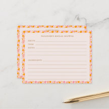 Tarjeta Boho Naranja Rosa Floral Bridal Shower