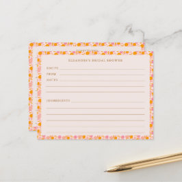 Tarjeta Boho Naranja Rosa Floral Bridal Shower