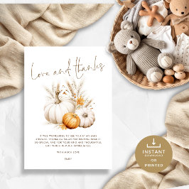 Tarjeta Boho Pumpkins agarra amor y gracias Baby Shower