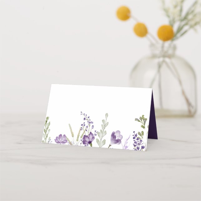 Tarjeta Boho Purple Wildflower Floral Boda (Anverso)