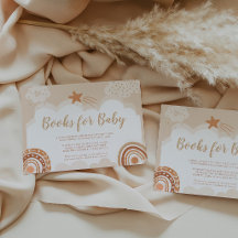 Tarjeta Boho Rainbow Baby Shower Books