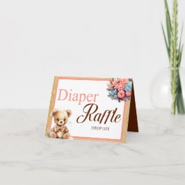 Tarjeta Boho Rosa Oso Baby Shower Diaper Raffle Desaparece