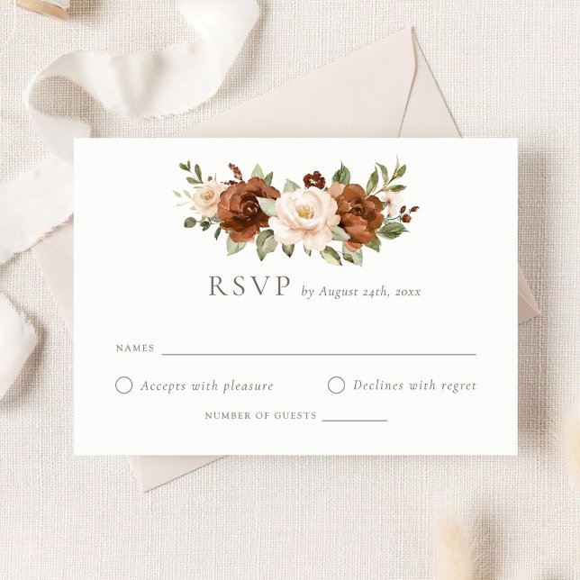 Tarjeta Boho RSVP Boda de vegetación de roya flora (Subido por el creador)