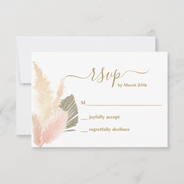Tarjeta Boho Rubor Pampas Grass RSVP (Anverso)