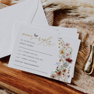 Tarjeta Boho Rústico Flor Floral Boda Jardín RSVP