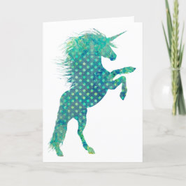 Tarjeta Boho unicornio en tonos azules, Día de la Madre