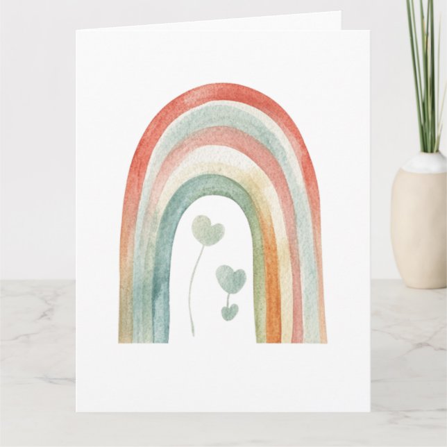 Tarjeta Boho Watercolor Rainbow (Anverso)