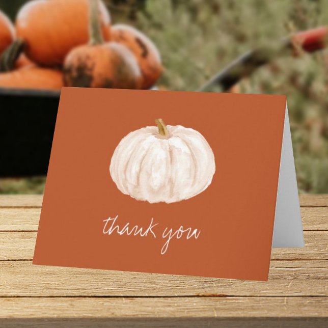 Tarjeta Boho White Pumpkin Fall Baby Shower Gracias (Subido por el creador)