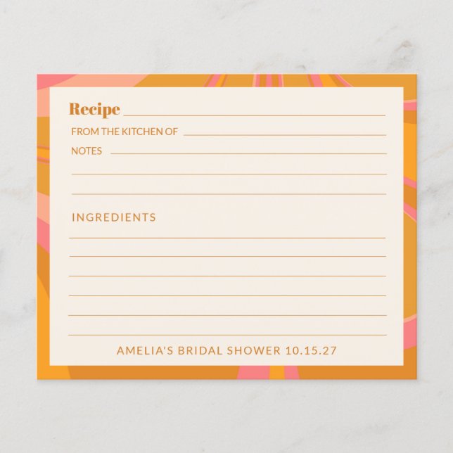 Tarjeta Boho Yellow Pink Marble Bridal Ducha de no (Anverso)
