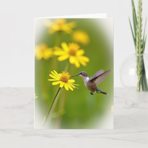 Tarjeta Bokeh Pájaro y Flor