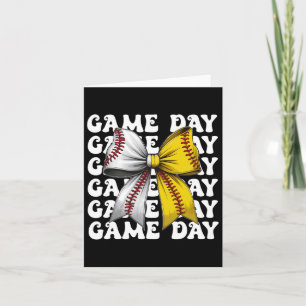 Tarjeta Bola de béisbol Coquette Bow Game Day Mujeres Mama
