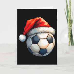 Tarjeta Bola de fútbol adorable sombrero de Santa Navidad 