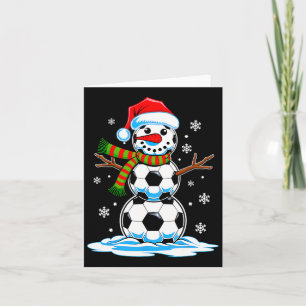 Tarjeta Bola de fútbol Snowman Santa Hat Winter Sports Fun