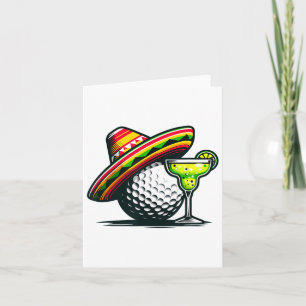 Tarjeta Bola De Golf Cinco De Mayo Con Sombrero Y Margarit