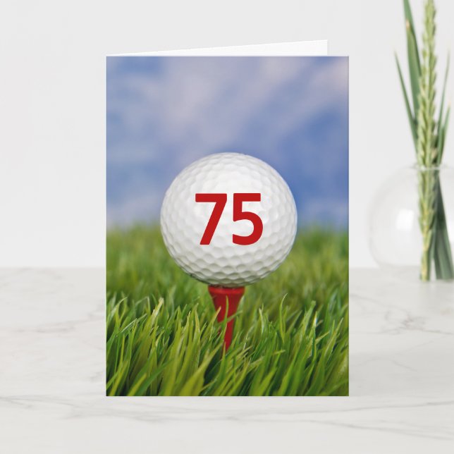 Tarjeta Bola de golf de 75 años en Red Tee (Anverso)