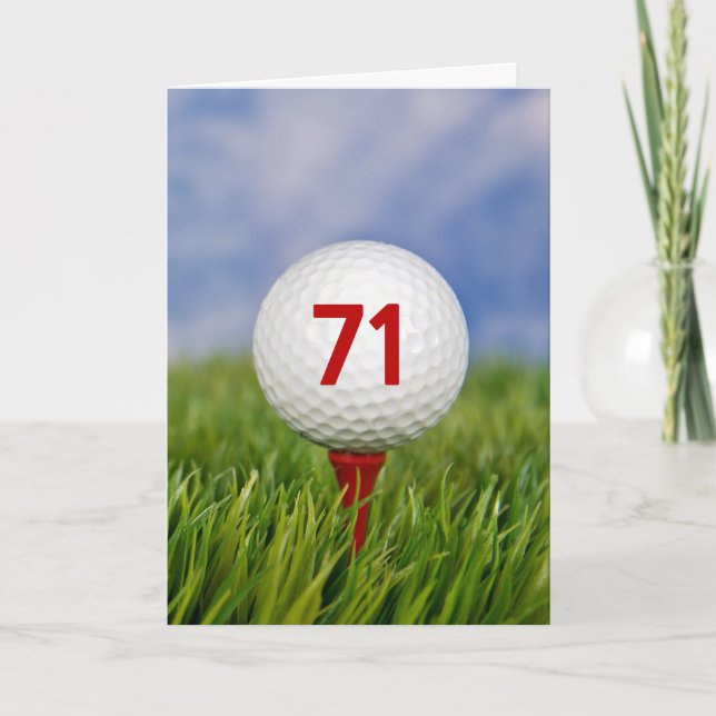 Tarjeta Bola de golf de cumpleaños 71 en Red Tee (Anverso)