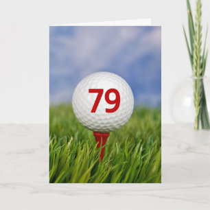 Tarjeta Bola de golf de cumpleaños 79 en Red Tee